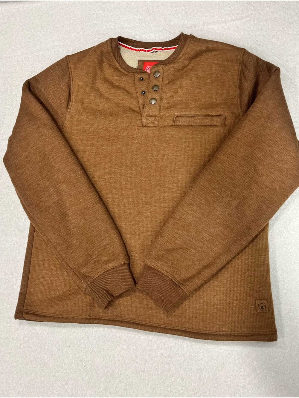 Coleman Brown Crewneck Henley Pullover Fully lined